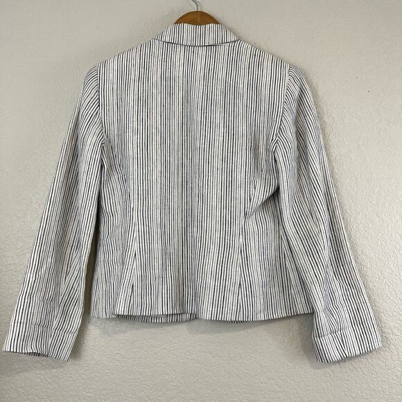 Cartonnier Anthropologie Blazer Womens 2P 100% Linen Stiped Coastal Preppy - Picture 2 of 7